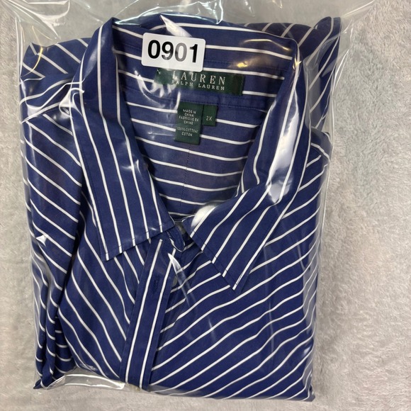 Lauren Ralph Lauren Women's Button Front Striped 3/4 Sleeve Shirt Sz 2X Casual - Picture 8 of 8